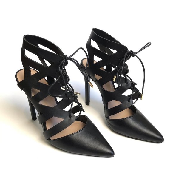 Strappy Vegan Leather Stilettos - Picture 1 of 4